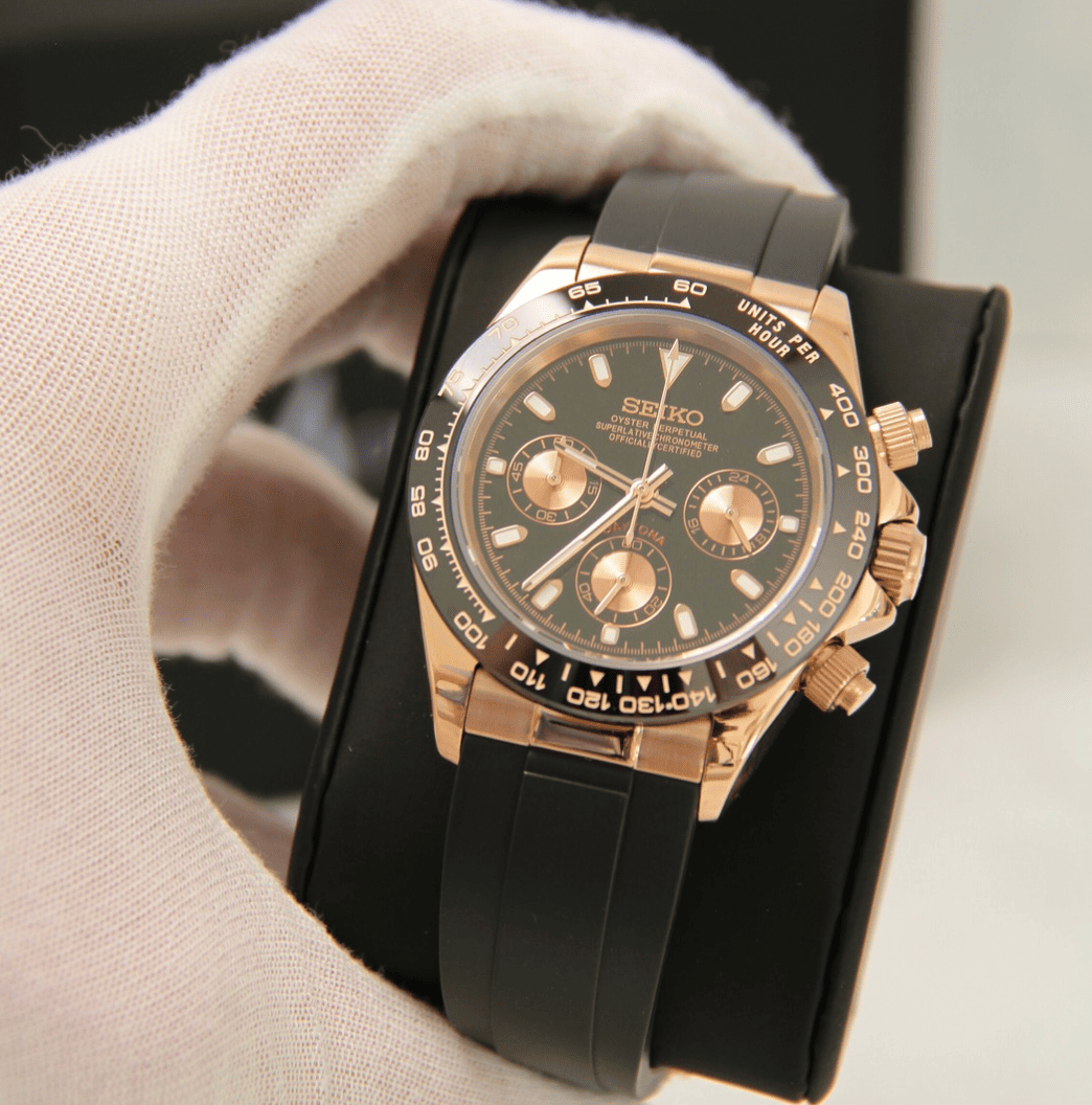 SEIKO MOD DAYTONA | VK63 OYSTERFLEX ROSE GOLD