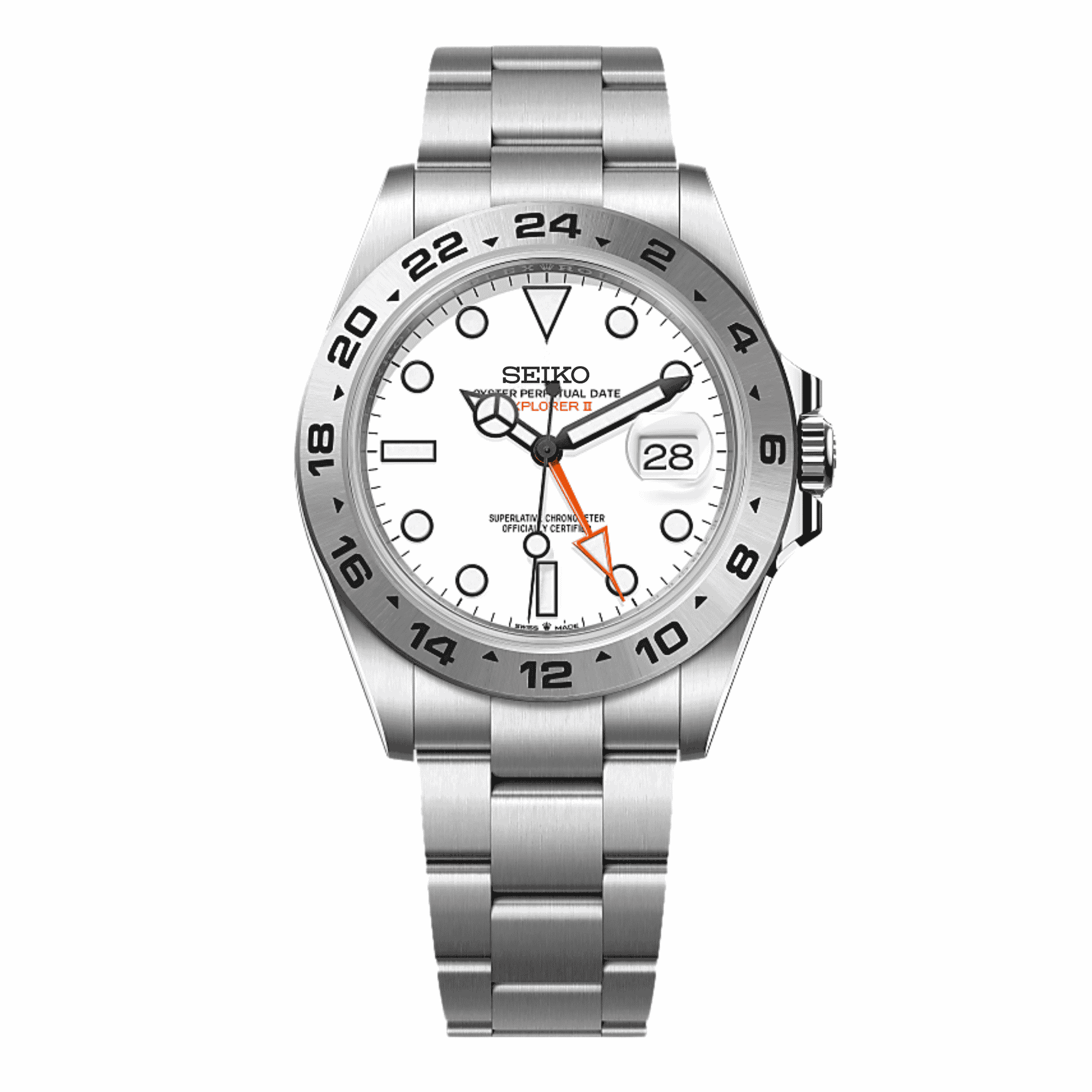 Montre Seiko Mod GMT Explorer cadran noir avec lunette acier brossé – mouvement automatique NH34