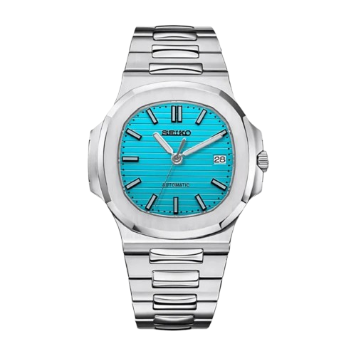 Montre Seiko Mod Nautilus cadran Tiffany bleu ciel avec lunette acier brossé – mouvement automatique NH35