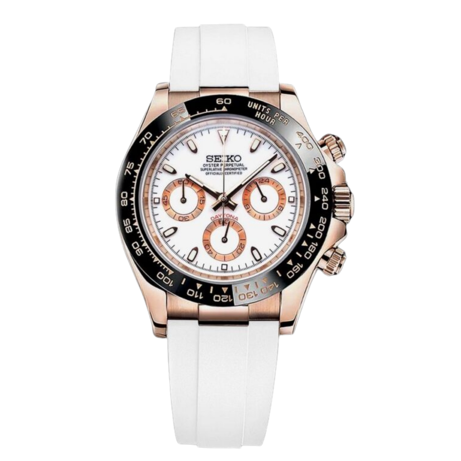 SEIKO MOD DAYTONA | OYSTERFLEX ROSE GOLD WHITE