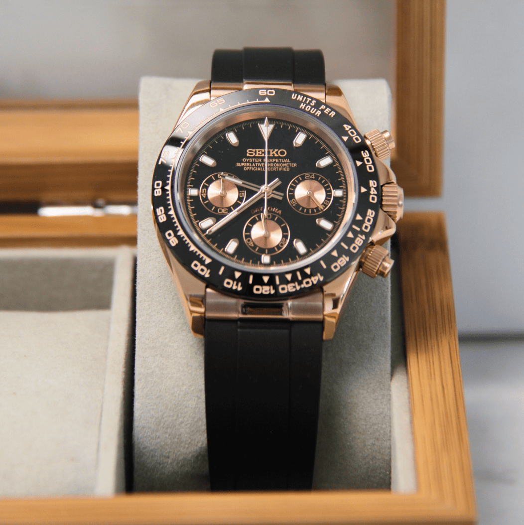 SEIKO MOD DAYTONA | VK63 OYSTERFLEX ROSE GOLD