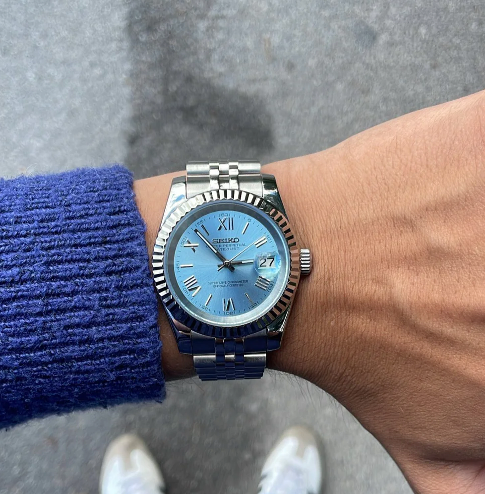 SEIKO MOD DATEJUST | ROMAN NUMERALS BLUE