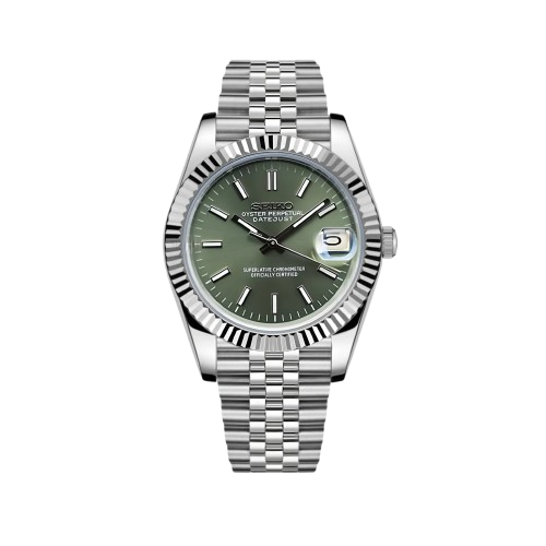 Montre Seiko Mod Datejust kaki – Cadran vert kaki – Mouvement automatique NH35