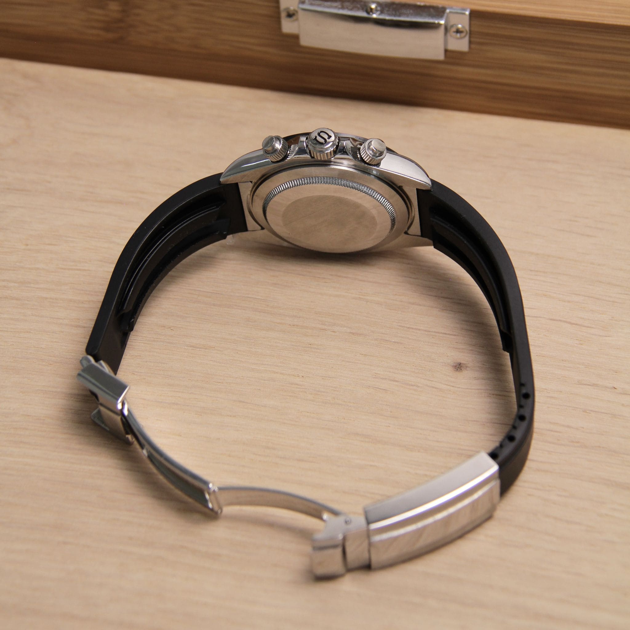 Montre Seiko Mod Daytona VK63 noir argent diamant avec bracelet – mouvement chronographe hybride VK63