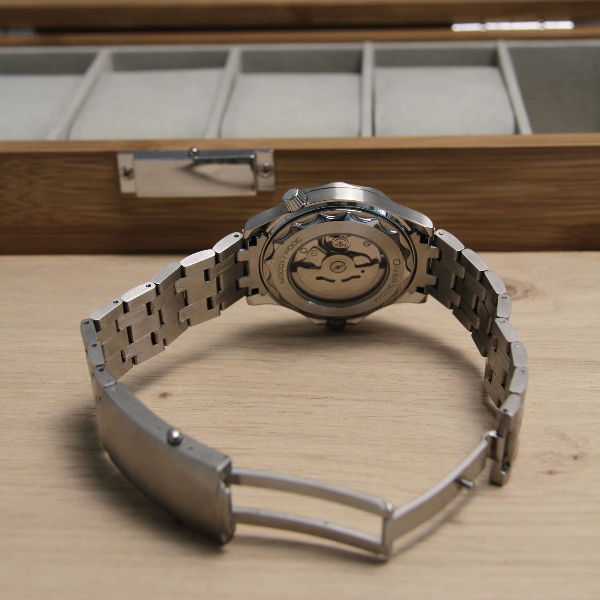 Montre Seiko Mod Seamaster diver bleu avec bracelet – mouvement automatique visible NH35