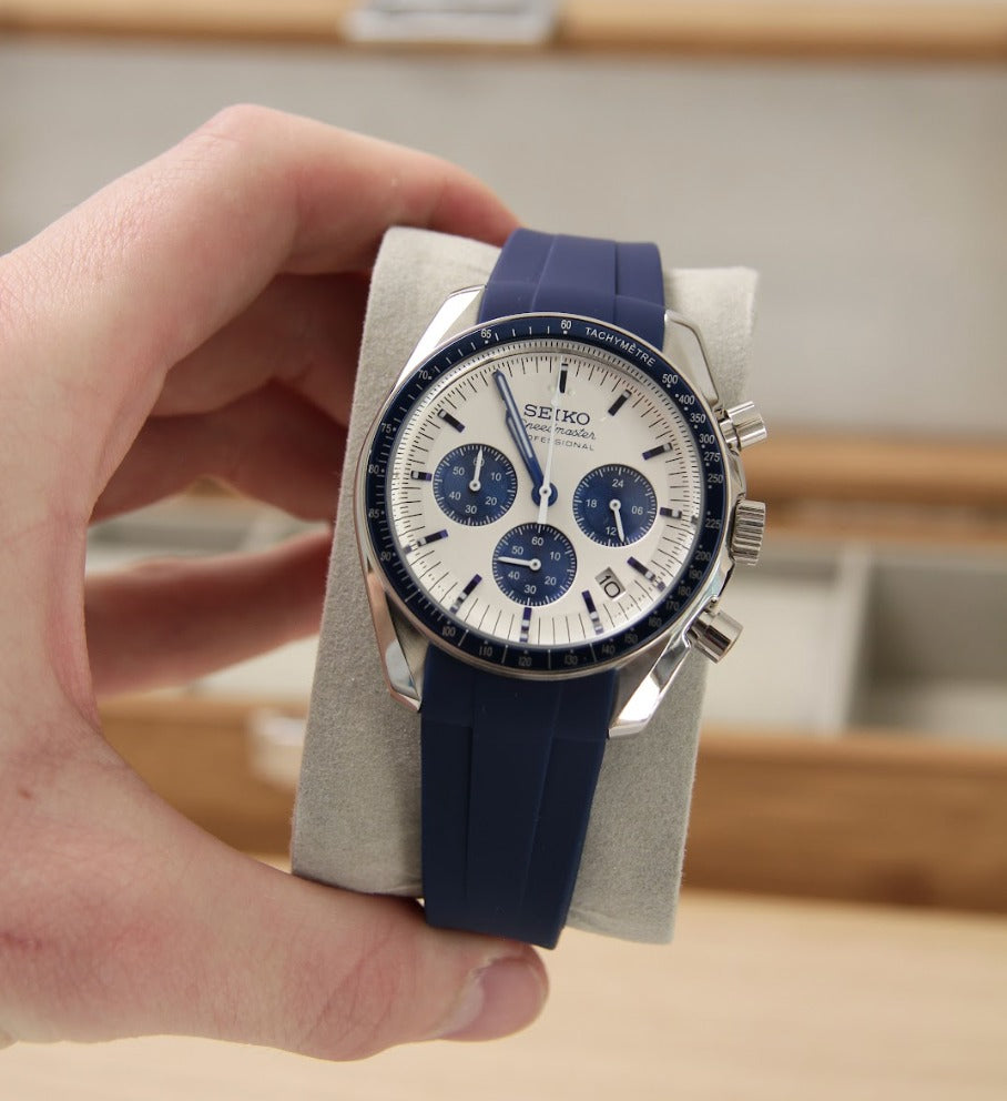 SEIKO MOD SPEEDMASTER | MOON WATCH SILVER BLUE