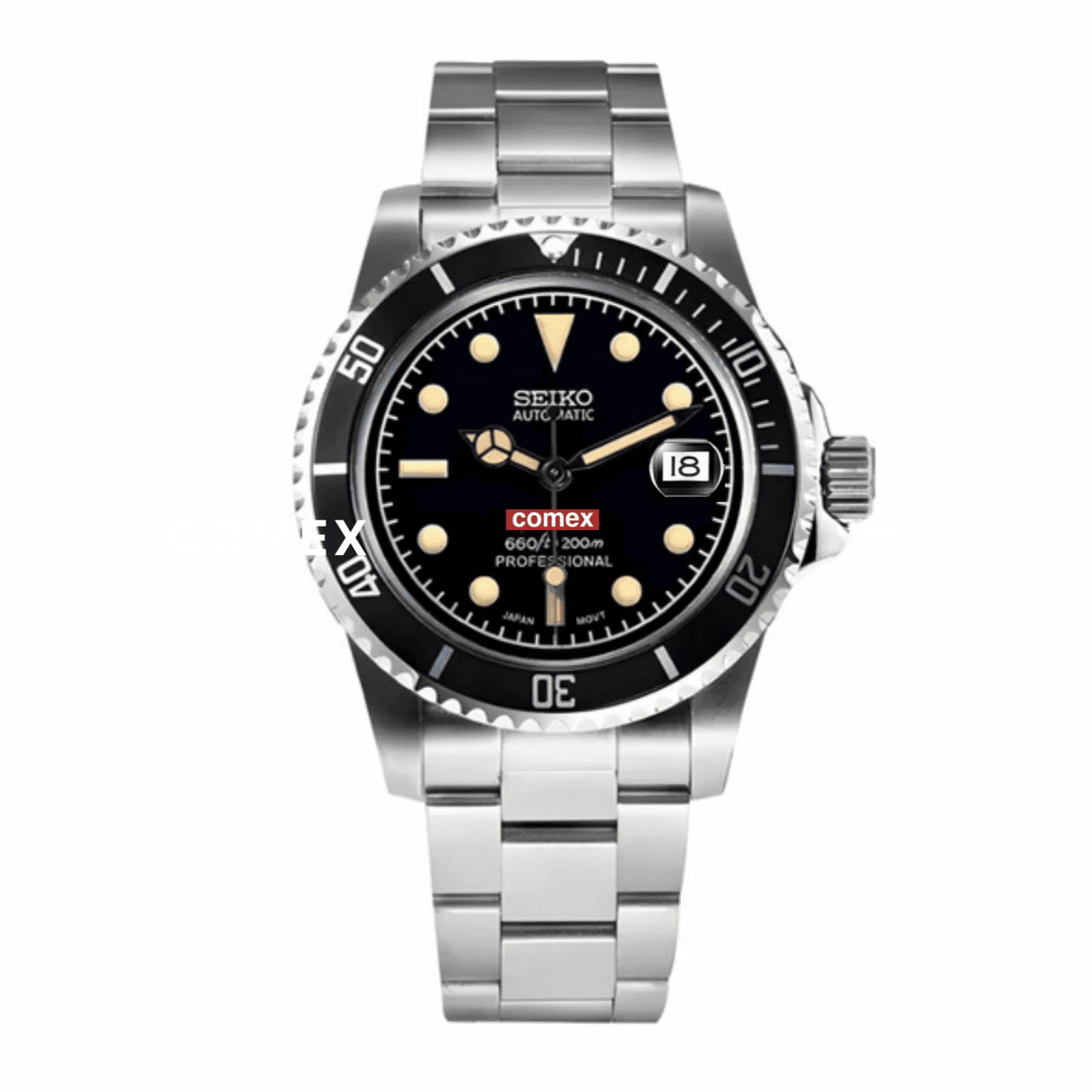 Seiko Mod Submariner Noir Comex Montre Automatique 